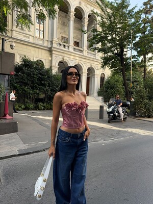 SATEN ÇİÇEKLİ BUSTIER - Thumbnail